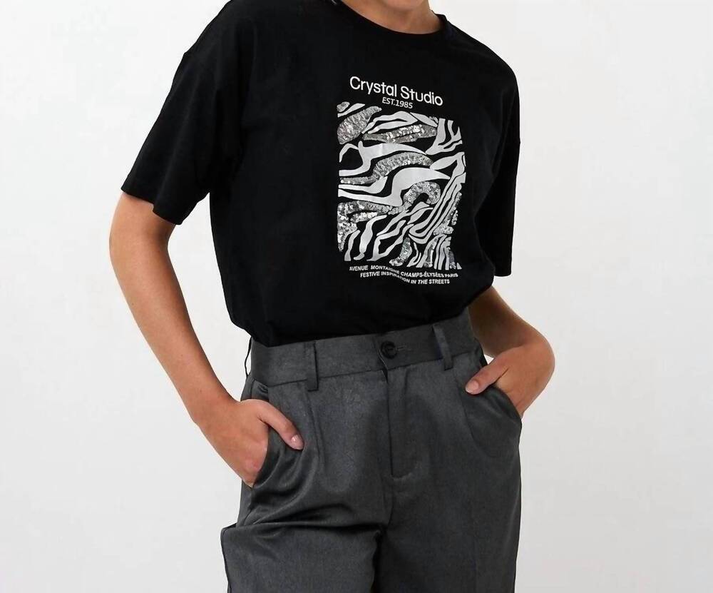 NEW ESQUALO carina crystal studio t-shirt in black
